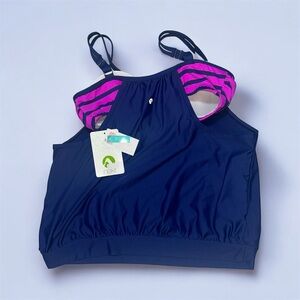 $78 Next Navy and Pink Sports Bra adjustable new with tags